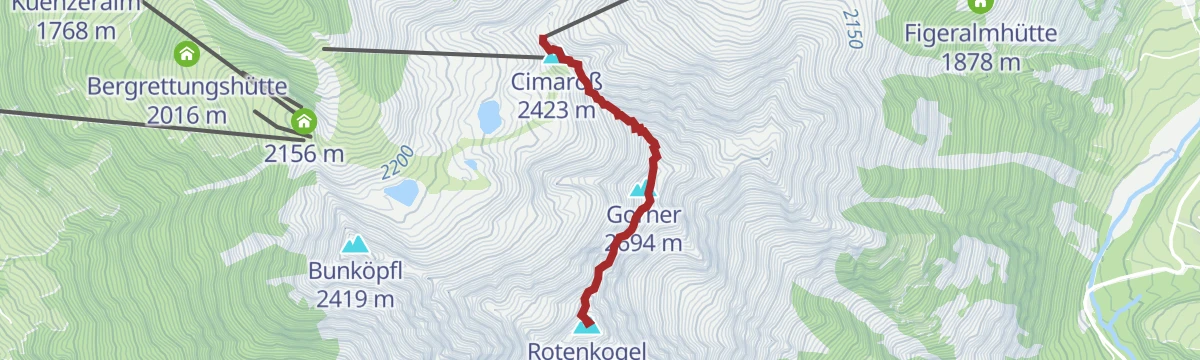 Route map: Gipfelwanderung Rotenkogel 2.762m